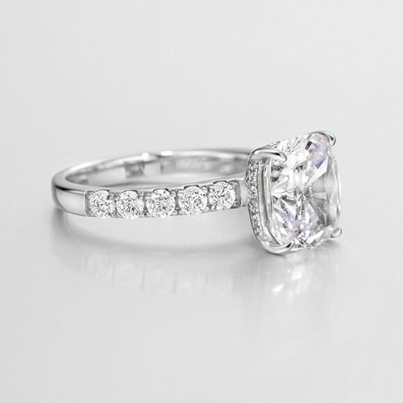 3CT Cushion Cut CZ Engagement Ring 925 Sterling Silver Size 8 NWT - Picture 2 of 6